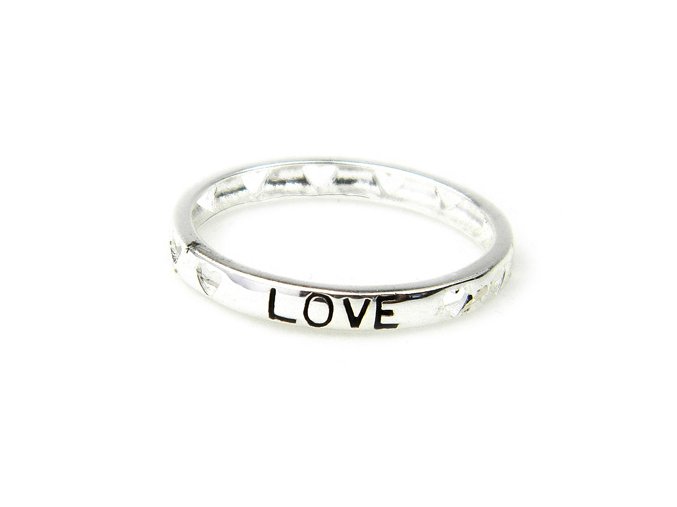 Prsten strieborný "love"