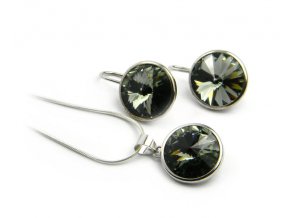 Set strieborný, náušnice+prívesok Swarovski