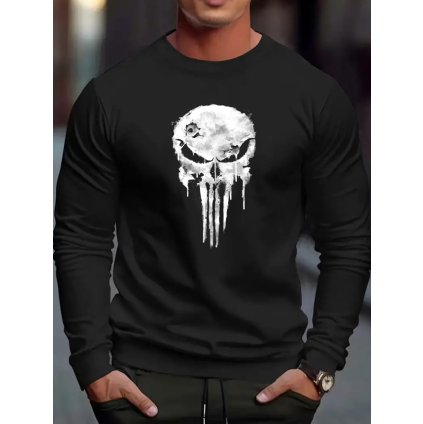 mikina cerna bez kapuce punisher hard