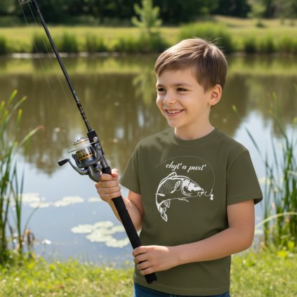 detske tricko chyt a pust olivove