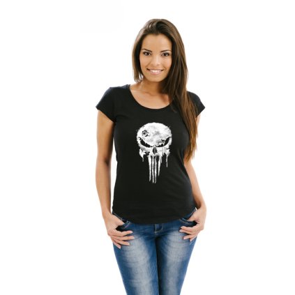 damske tricko punisher cerne hard