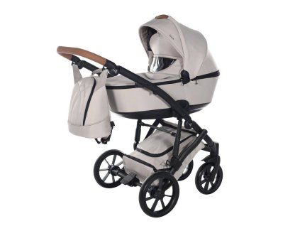 Junama Space Beige premium stroller front view with beige finish