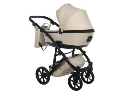 Junama Space Eco Beige luxury stroller rear view showing durable chassis