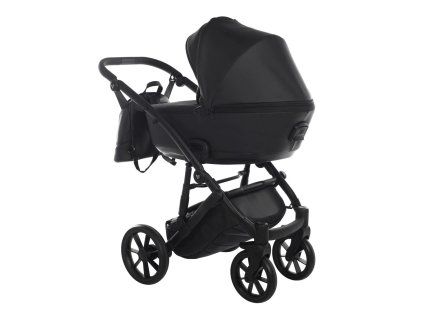 Junama Space Eco Black luxury stroller rear view showing durable chassis