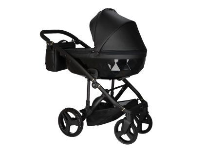 Junama Diamond Classic Black premium stroller front view with elegant black finish