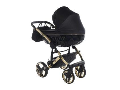 Junama Diamond S V3 Black Gold luxury stroller rear view showing modern chassis