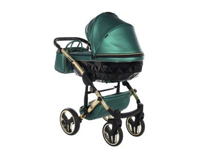 Junama Fluo Line V3 Green luxury stroller rear view showing durable chassis