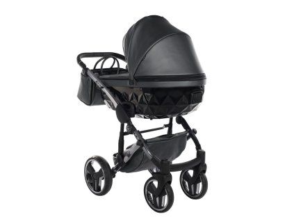 Junama Fluo Line V3 Grey luxury stroller rear view showing durable chassis