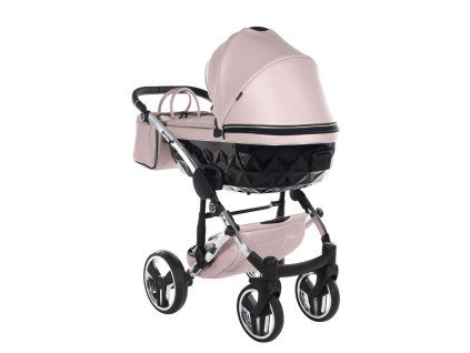 Junama Fluo Line V3 Pink luxury stroller rear view showing durable chassis