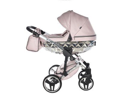 Junama Fluo Line V3 Pink Silver luxury baby stroller main view with elegant silver design