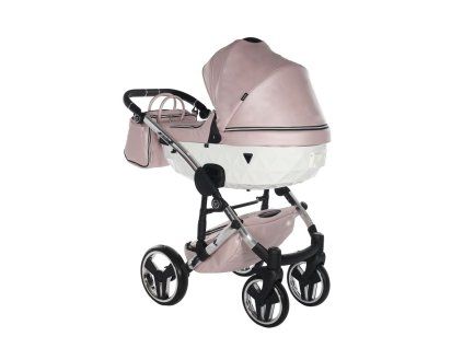 Junama Fluo Line V3 Pink White luxury stroller rear view showing durable chassis