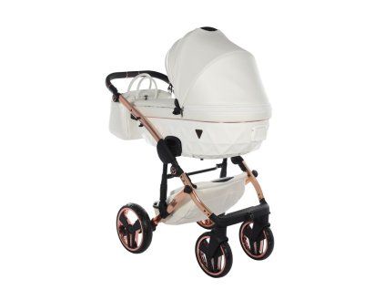 Junama Fluo Line V3 Individual White Cooper luxury stroller rear view showing durable chassis