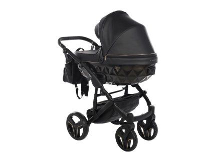 Junama S Class Black luxury stroller rear view showing durable chassis