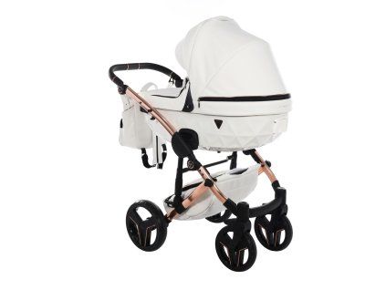 Junama S Class White luxury stroller rear view showing durable chassis