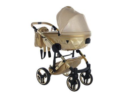 Junama Dolce Gold Gold luxury stroller rear view showing modern chassis design
