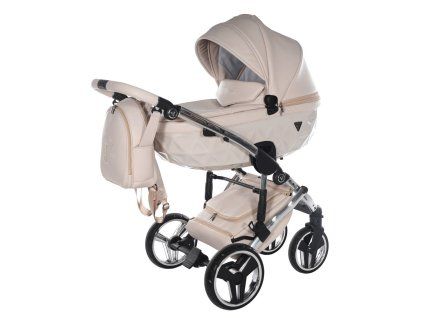 Junama College Beige luxury baby stroller back view with modern beige design