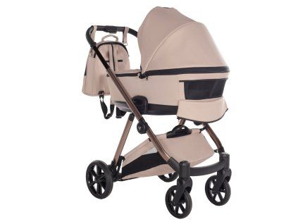 Junama Space V3 Beige luxury stroller rear view showing durable chassis