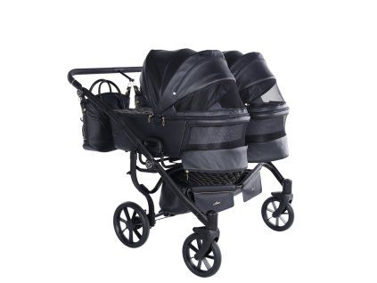 Junama Duo V3 Art Deco Black luxury stroller rear view showing durable chassis