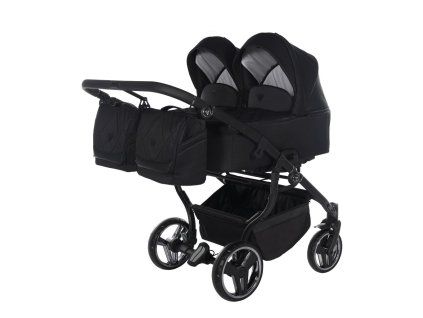 Junama Duo V3 Black premium stroller front view with black finish