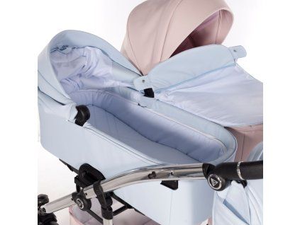 Junama Duo V3 Eco Pink Blue stroller view from parent perspective while pushing