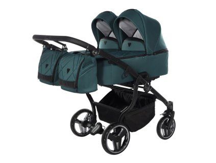 Junama Duo V3 Green premium stroller front view with green finish