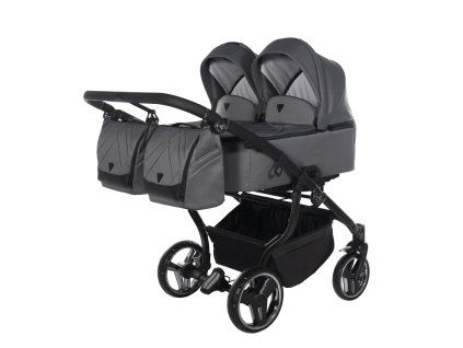 Junama Duo V3 Grey premium stroller front view with grey finish