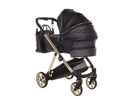 Junama Ellegante Art Deco Black luxury stroller rear view showing durable chassis