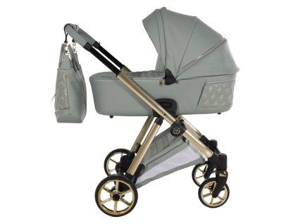 Junama Ellegante Art Deco Green luxury baby stroller main view with elegant green design