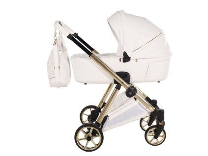 Junama Ellegante Art Deco White luxury baby stroller main view with elegant white design