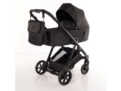 Junama Ellegante Black premium stroller front view with black finish