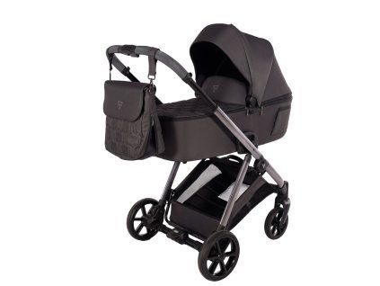 Junama Ellegante Graphite premium stroller front view with graphite finish