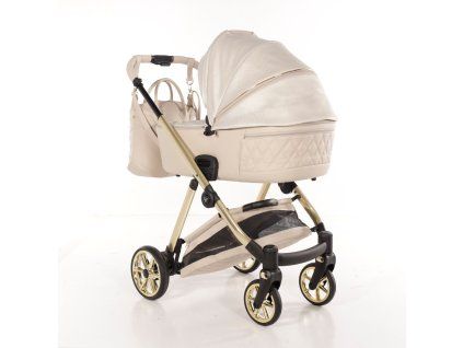 Junama Ellegante Lame Beige luxury stroller rear view showing durable chassis