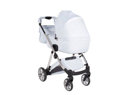 Junama Ellegante Light Blue luxury stroller rear view showing durable chassis