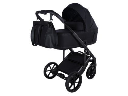 Junama Termo Ellegante Black premium stroller front view with black finish
