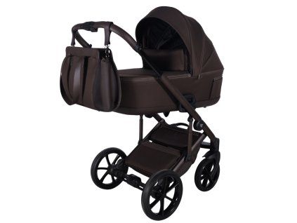 Junama Termo Ellegante Chocolate premium stroller front view with chocolate finish