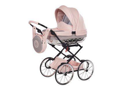Junama Hand Craft Glitter Mini Pink luxury baby stroller main view with elegant pink design
