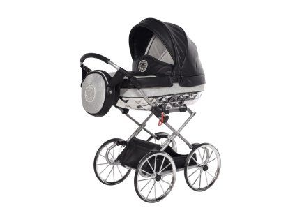Junama Hand Craft Glitter Mini Black luxury baby stroller main view with elegant black design