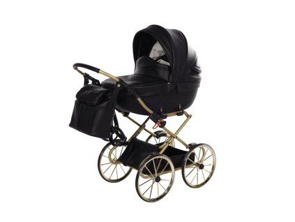 Junama Bonbon Mini Black premium baby stroller front view with black finish