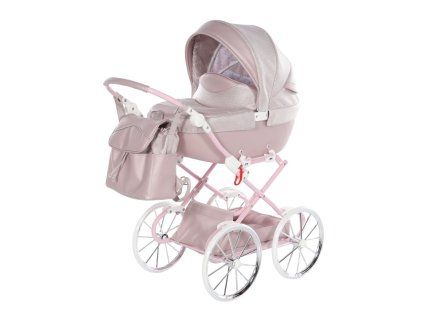 Junama Dolce Mini Pink premium baby stroller front view with pink finish
