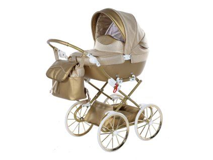 Junama Dolce Mini Gold premium baby stroller front view with gold finish