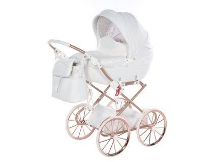 Junama Dolce Mini White Copper premium baby stroller front view with copper finish