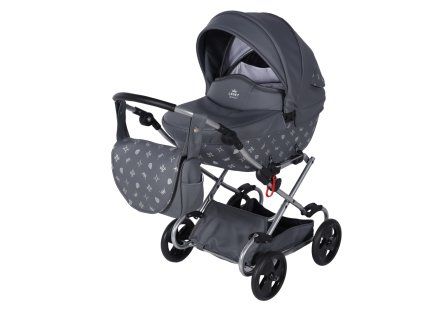 Junama Imperial Mini Grey premium baby stroller front view with grey finish