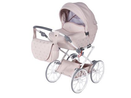 Junama Imperial Mini Classic Pink premium baby stroller front view with pink finish