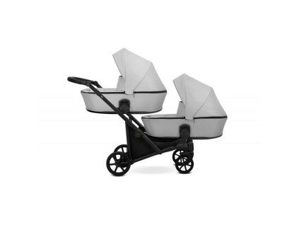 Kunert Brav Duo Grey twin baby stroller main view with elegant design for siblings