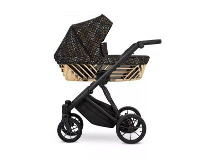 Kunert Ivento Glam Black Style - Black Frame - 2-in-1 Stroller side view highlighting the modern frame and spacious carrycot