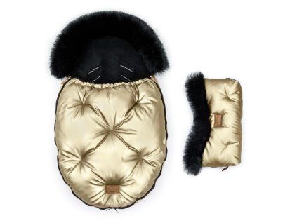 Floo gold black baby footmuff with handmuff