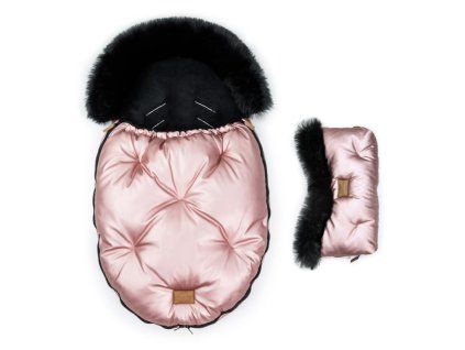 Floo pink black baby footmuff with handmuff