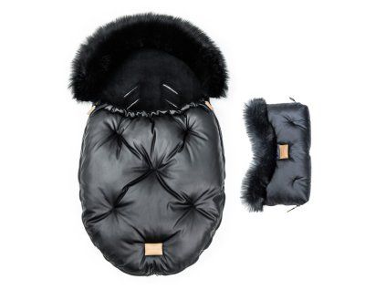 Floo black black baby footmuff with handmuff