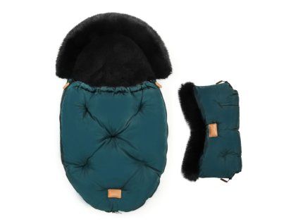 Floo green black baby footmuff with handmuff