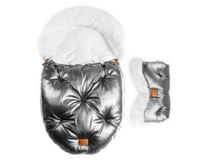 loo grey white baby footmuff with handmuff